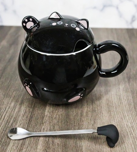 Whimsical black chubby feline - chubby,